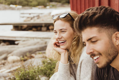 Portrait of smiling young couple