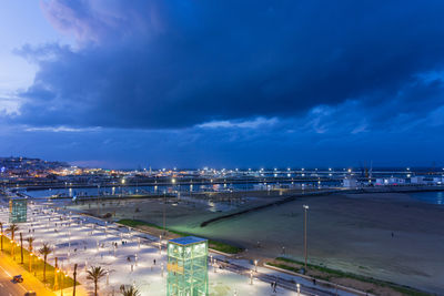 High angle view of city at waterfront