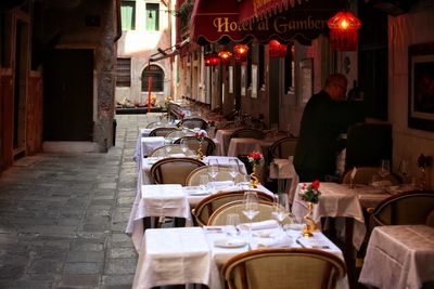 Man in restaurant at night