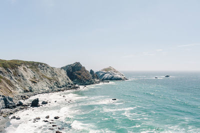 Scenic view of sea against clear sky