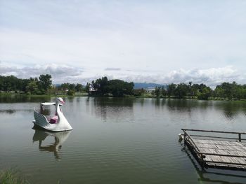 Scenic view of lake against sky