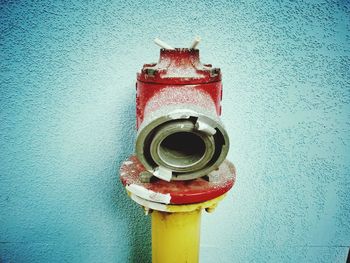 Close-up of red object on wall