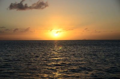 Scenic view of sea at sunset