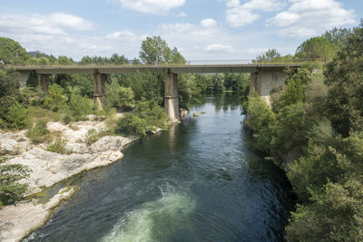 Bridge over river against sky