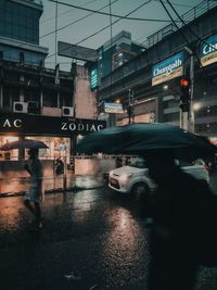 View of city street during rainy season