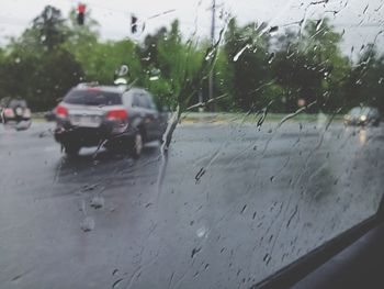 Car on road during rainy season