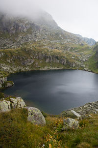 Scenic view of lake and mountains