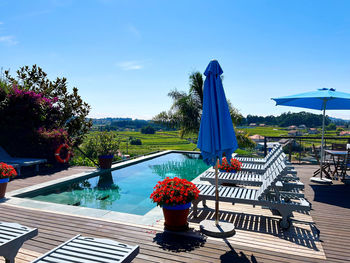 View of a swimming pool against clear sky