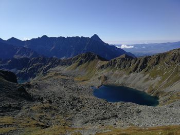 Scenic view of mountains against clear sky