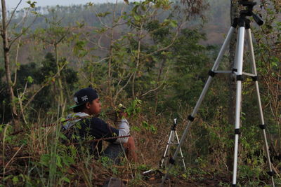 Man in forest