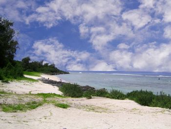 Scenic view of beach against sky