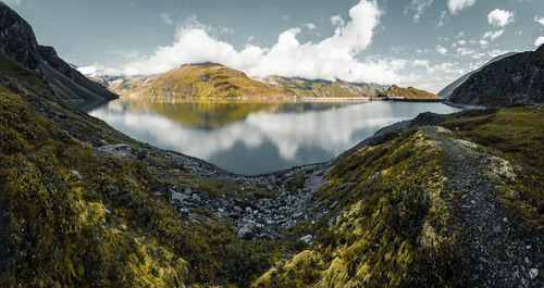 Panoramic view of lake against sky