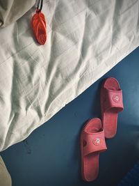 High angle view of slippers on floor