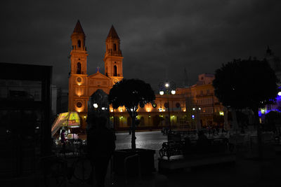 Illuminated built structure at night