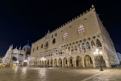 View of historic building against sky at night