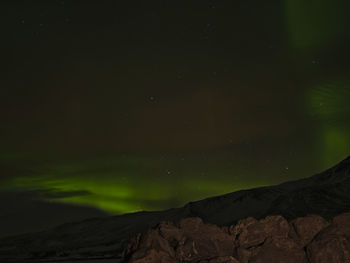 Low angle view of mountain against sky at night