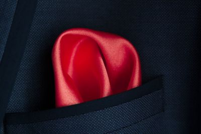 Close up of red handkerchief in pocket