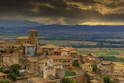 High angle view of townscape against sky