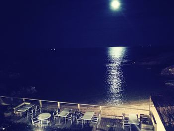 Scenic view of sea at night