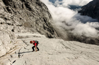 Mountaineer on climbing on mountains