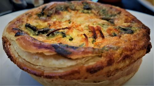 Close-up of pizza on table