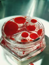 High angle view of ice cream in glass