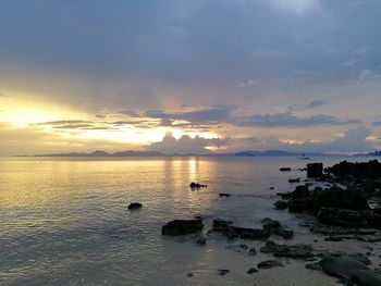 Scenic view of sea during sunset