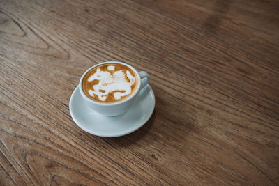 High angle view of coffee on table