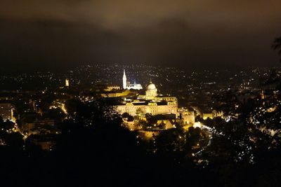 Aerial view of city at night