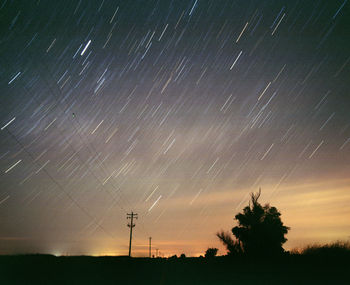 Low angle view of silhouette trees against sky at night
