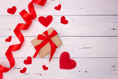 High angle view of heart shape on table