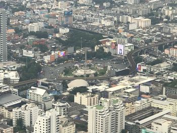 High angle view of buildings in city