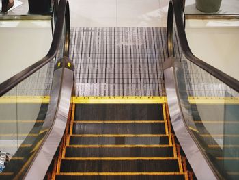 High angle view of escalator