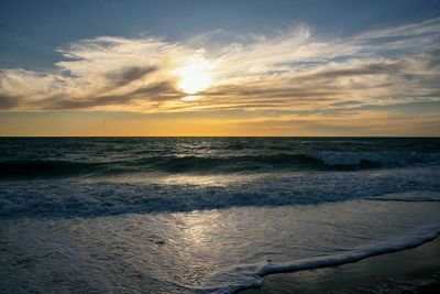 Scenic view of sea at sunset