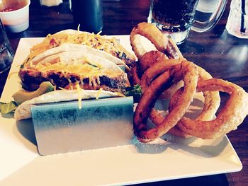 Close-up of food on table