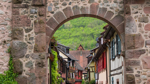 View of the picturesque facade of a medieval town