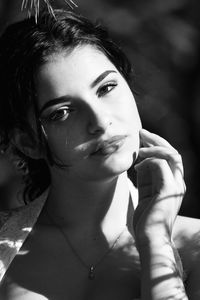 Close-up portrait of beautiful young woman