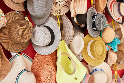 Full frame shot of hats for sale