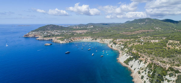 High angle view of beach against sky