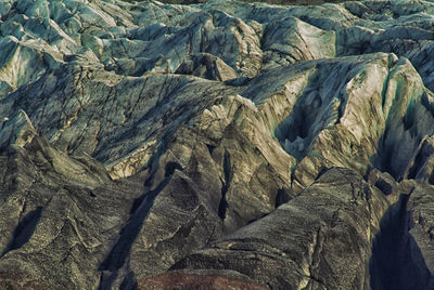 High angle view of rock formations on land