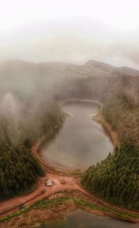Vertical panorama of the lagoon on a cloudy
