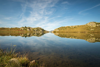 Scenic view of lake against sky