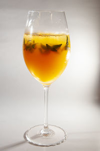 Close-up of wineglass on table