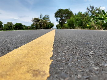 Surface level of road against sky