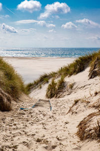 Scenic view of beach against sky