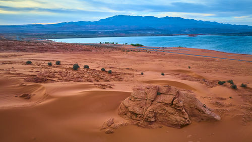 Scenic view of beach against sky