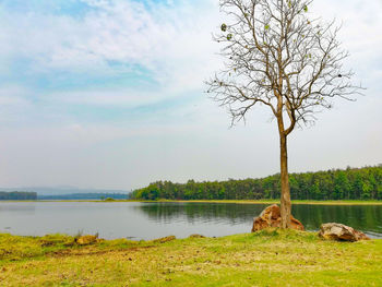 Scenic view of lake against sky