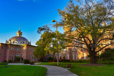 View of temple building against clear sky