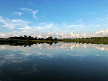 Scenic view of lake against sky