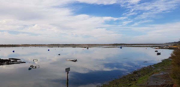 Scenic view of lake against sky